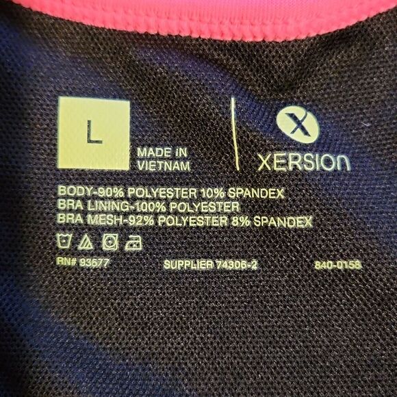 Xersion Black Pink Gray Sports Bra Women L Polyester Spandex - Picture 3 of 6